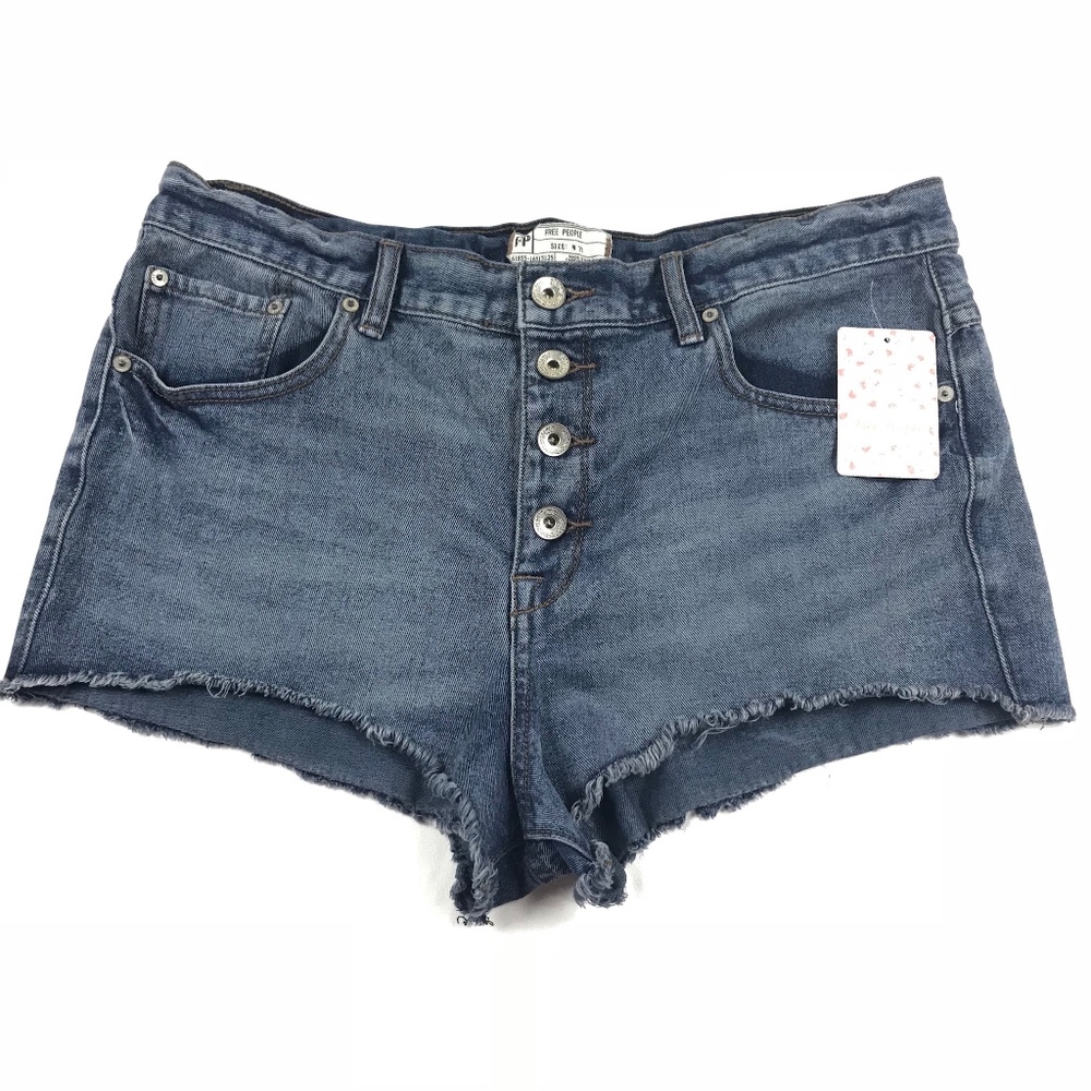 Free People Rugged Ripped Denim Mini Shorts - 28